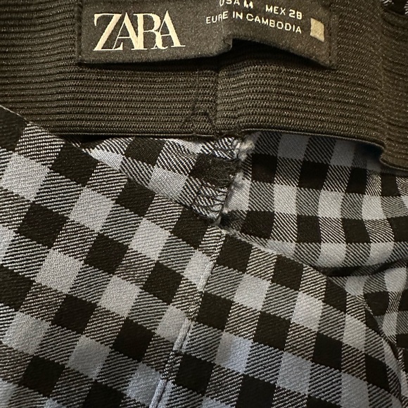 Zara Size M Pull-on Checkered Stretch Pants Pre-owned - Picture 3 of 3